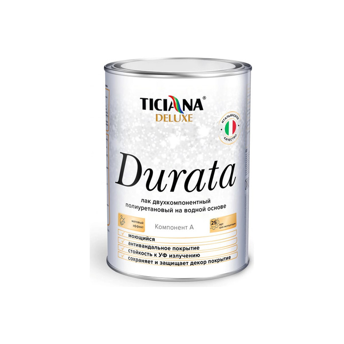 Полиуретановый двухкомпонентный лак Ticiana DeLuxe Durata 0.8 л 4300008140