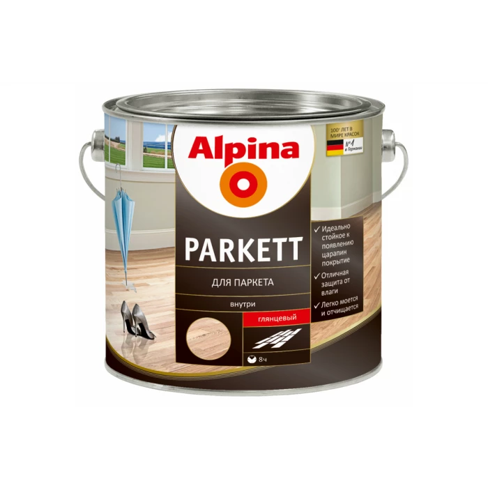 Лак ALPINA NEW PARKETT паркетный, глянцевый 0,75л 911027