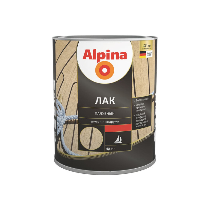 Лак ALPINA SVT алкидно-уретановый, палубный, глянцевый, 0.75 л 948103966