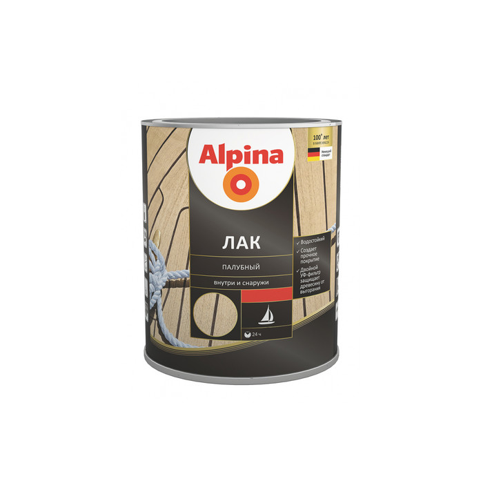 Лак ALPINA SVT алкидно-уретановый, палубный, глянцевый, 10 л 948103971