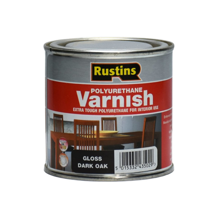 Полиуретановый лак Rustins Poly Varnish Gloss Dark Oak темный дуб, глянец, 250 мл 3189