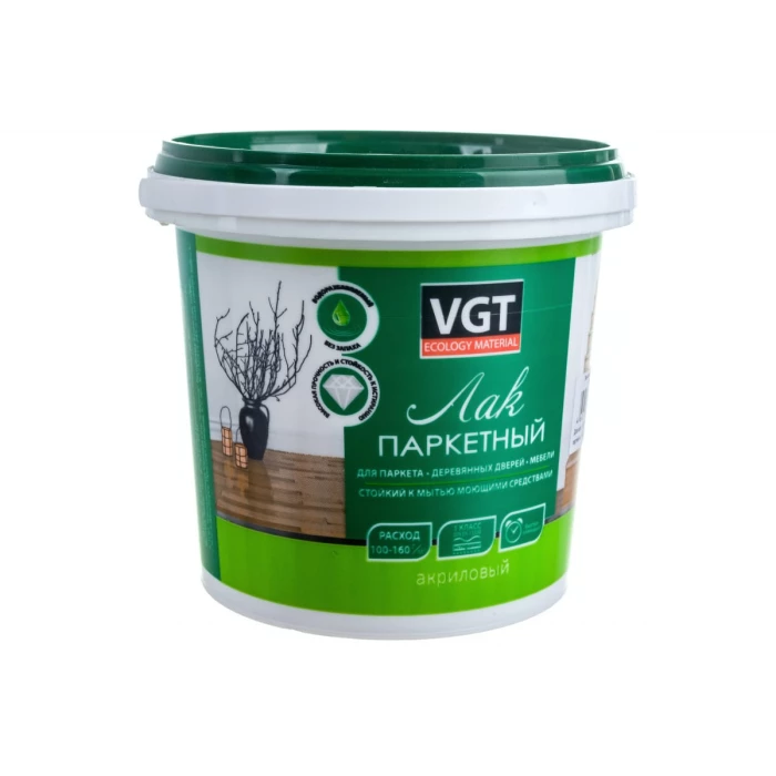 Акриловый лак VGT для паркета и дерева внутри помещений, матовый 0,9 кг 11600176