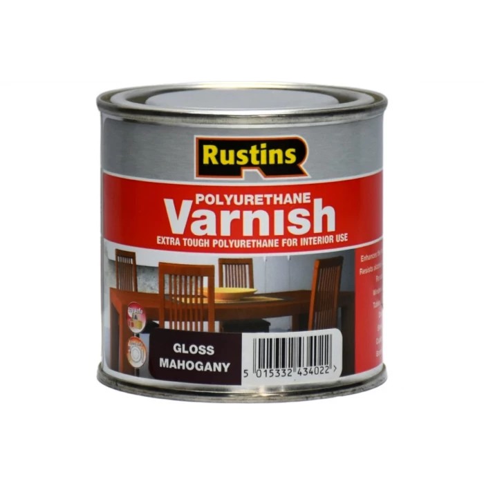 Полиуретановый лак Rustins Poly Varnish Gloss Mahogany махагон, глянец, 250 мл 3191