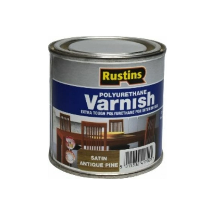 Полиуретановый лак Rustins Poly Varnish Satin Antique Pine античная сосна, полуматовый, 250 мл 3207