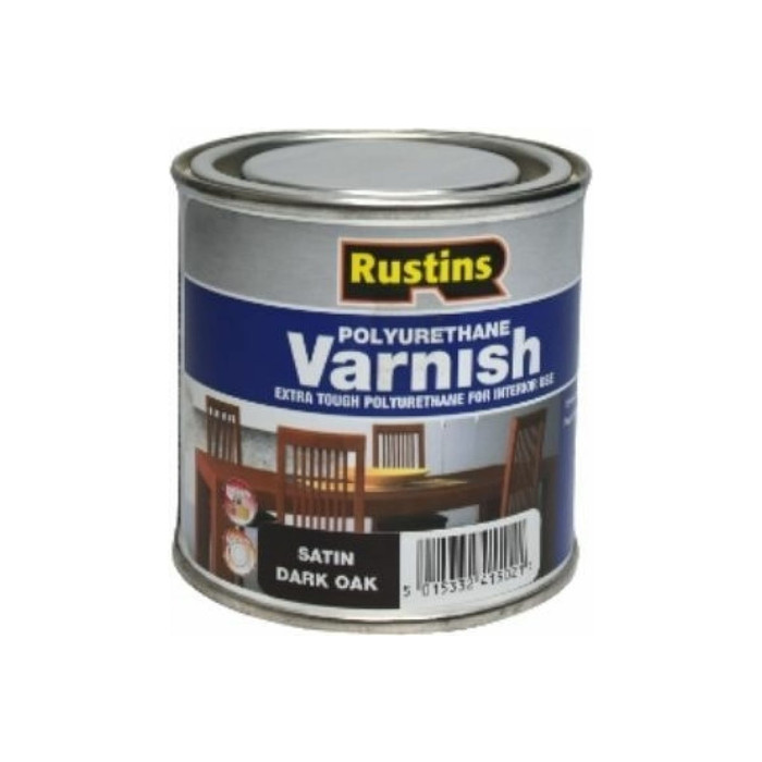 Полиуретановый лак Rustins Poly Varnish Satin Dark Oak темный дуб, полуматовый, 250 мл 3222