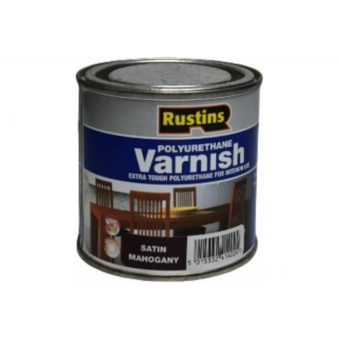 Полиуретановый лак Rustins Poly Varnish Satin Mahogany махагон, полуматовый, 250 мл 3213