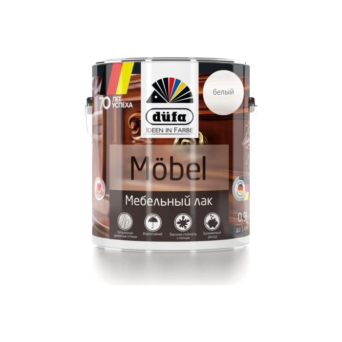 Лак Dufa MOBEL мебельный белый 900 мл МП00-005496