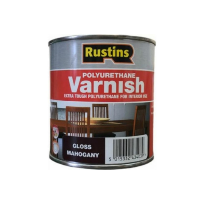 Полиуретановый лак Rustins глянцевый, Poly Varnish Gloss Mahogany, цвет: махагон, 500 мл 03192