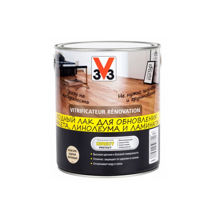 Акриловый лак для пола V33 Renovation, полуглянец. 108168