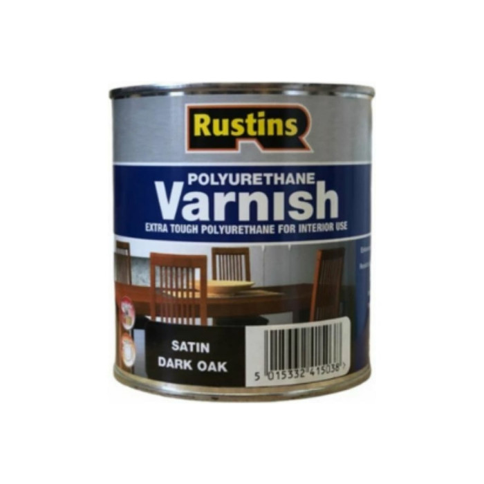 Полиуретановый лак Rustins полуматовый, Poly Varnish Satin Dark Oak, цвет: темный дуб, 500 мл 03223