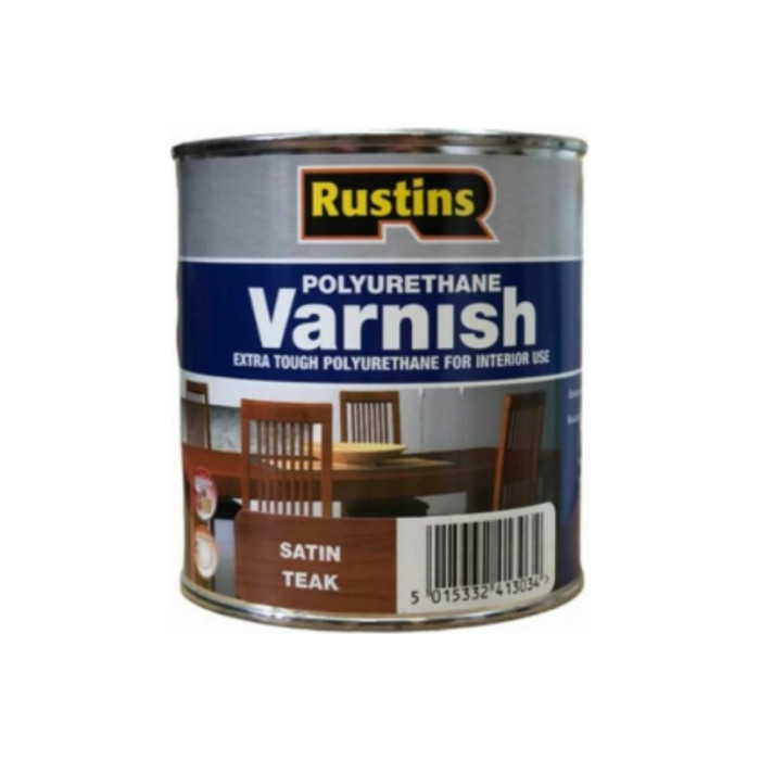 Полиуретановый лак Rustins полуматовый, Poly Varnish Satin Teak, цвет: тик, 500 мл 03226