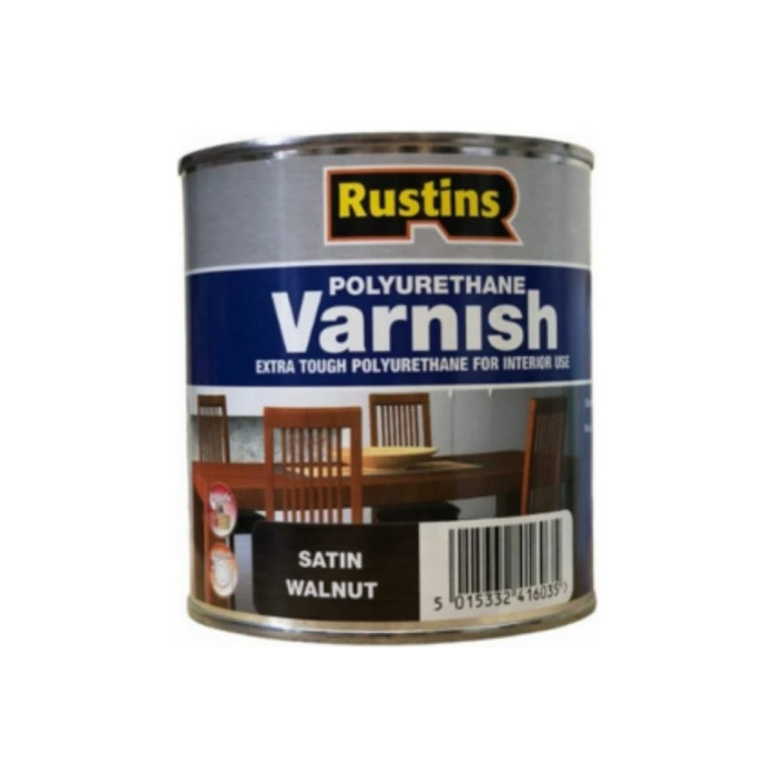 Полиуретановый лак Rustins полуматовый, Poly Varnish Satin Walnut, цвет: орех, 500 мл 03217