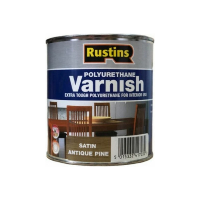 Полиуретановый лак Rustins полуматовый, Poly Varnish Satin цвет: античная сосна, 500 мл 03208