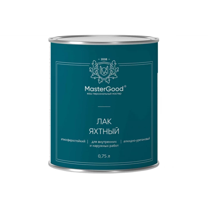 Лак яхтный алкидно-уретановый быстросохнущий полуматовый MasterGood MG 0,75 л MG-ЯХТН-0,75/Пм