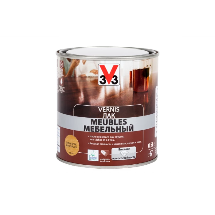 Акриловый мебельный лак V33 глянцевый дуб золотой 102199