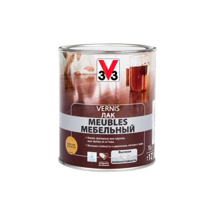 Акриловый мебельный лак V33 глянцевый дуб золотой 102207