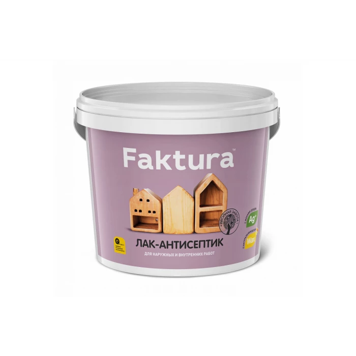 Лак-антисептик FAKTURA водорастворимый с натуральным воском и ионами серебра, орех 2,7л 205510