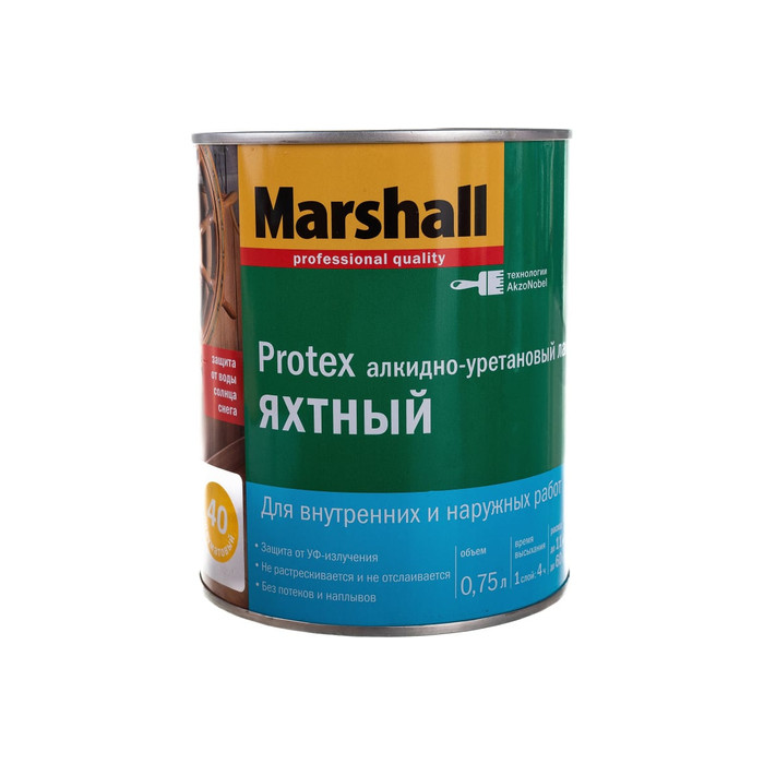 Лак MARSHALL PROTEX яхтный, полуматовый 0,75л 5255241