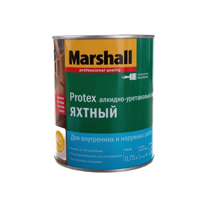 Лак MARSHALL PROTEX яхтный, полуматовый 0,75л 5255241