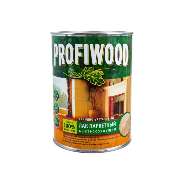 Алкидно-уретановый паркетный лак PROFIWOOD (быстросохнущий; матовый; 0.8 л; 0.7 кг) 6313