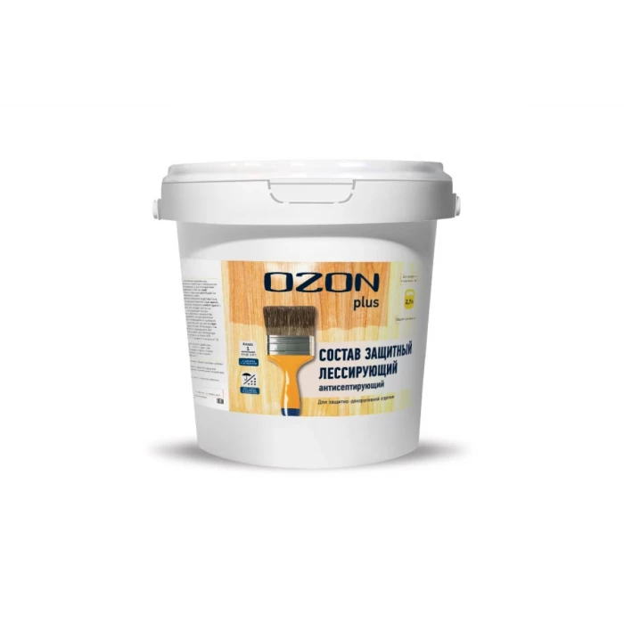 Лак OZON лессирующий защитный антисептирующий состав PLUS 2.7л/2.7кг ЛАСП-2,7