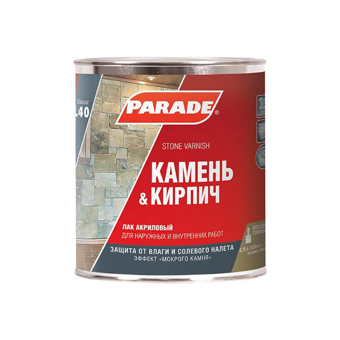 Лак PARADE для камня акриловый L40 Камень & Кирпич  глянцевый 0,75 л Россия 90003467447