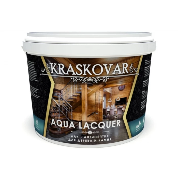 Лак-антисептик для дерева и камня Kraskovar Aqua Lacquer, тик 9л 1341