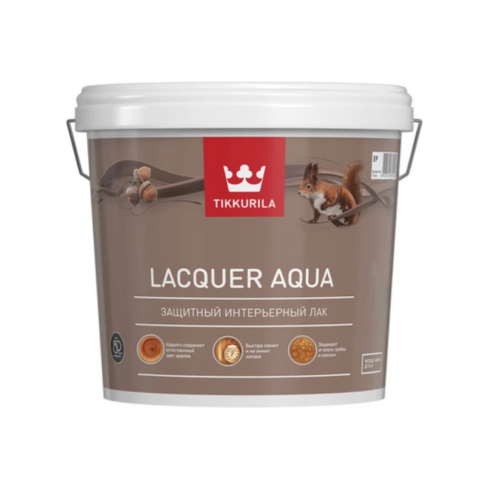 Лак TIKKURILA EURO LACQUER AQUA интерьерный, антисептирующий, защитный, полуглянцевый 9 л 27368