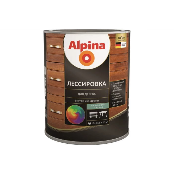 Лессировка для дерева ALPINA (колерумый; 0.75 л) 948103859