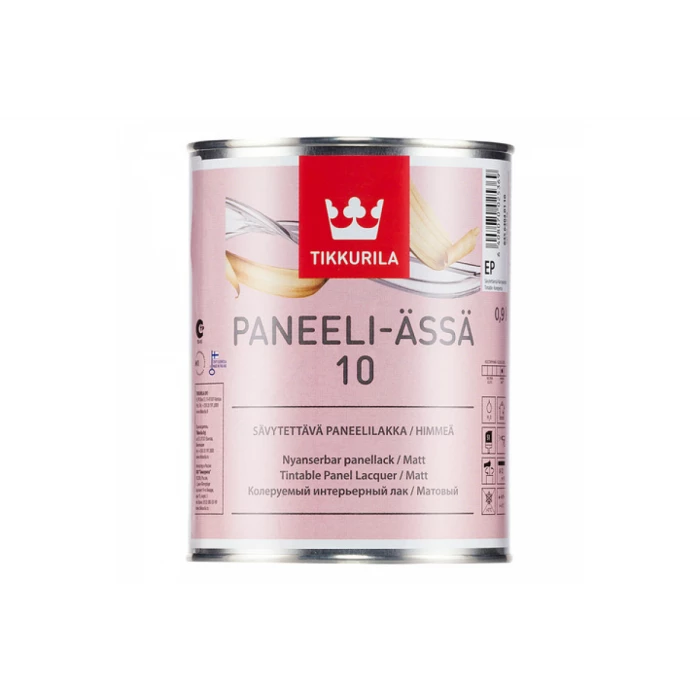 Лак TIKKURILA PANEELI ASSA 10 интерьерный колеруемый для стен и потолков, матовый 0,9л 84564040110