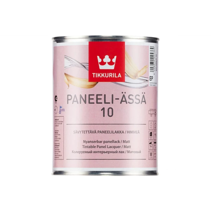 Лак TIKKURILA PANEELI ASSA 10 интерьерный колеруемый для стен и потолков, матовый 2,7л 84564040130