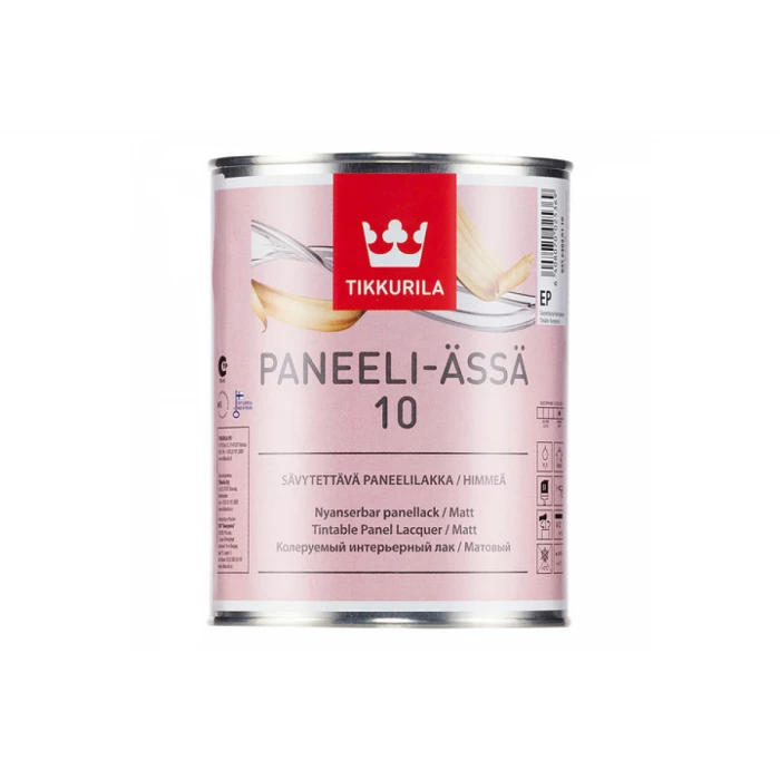 Лак TIKKURILA PANEELI ASSA 10 интерьерный колеруемый для стен и потолков, матовый 9л 84564040160