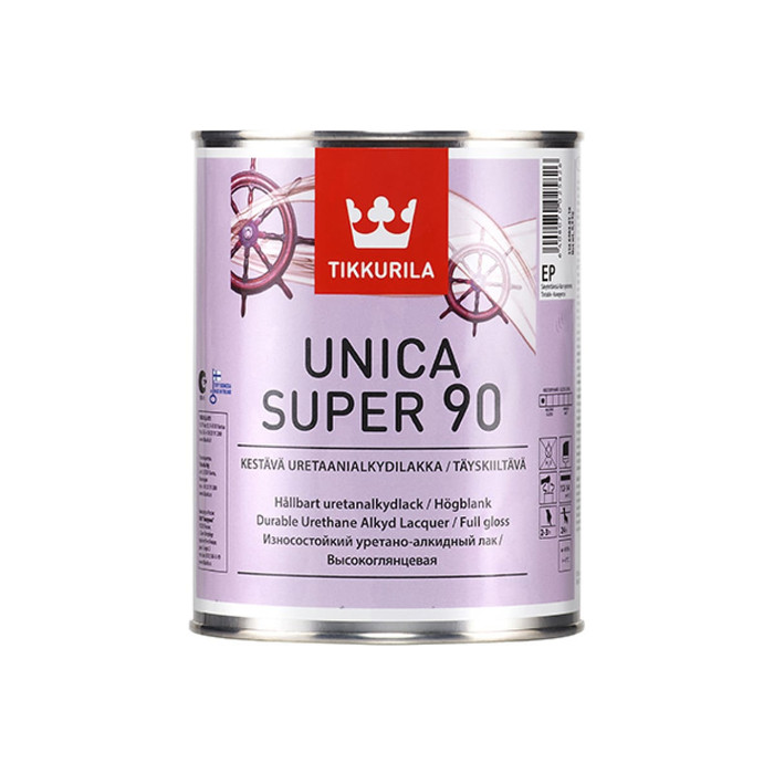 Лак TIKKURILA UNICA SUPER 90 алкидно уретановый универсальный износостойкий, высокоглянцевый 2,7л 55664040130