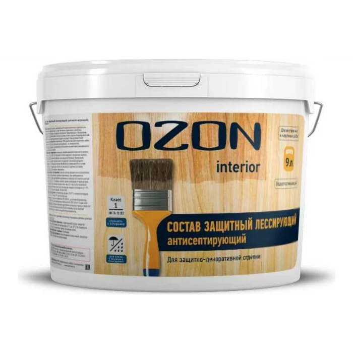 Лессирующий лак OZON (защитный; антисептирующий; прозрачный; 9 л) ЛАС-9