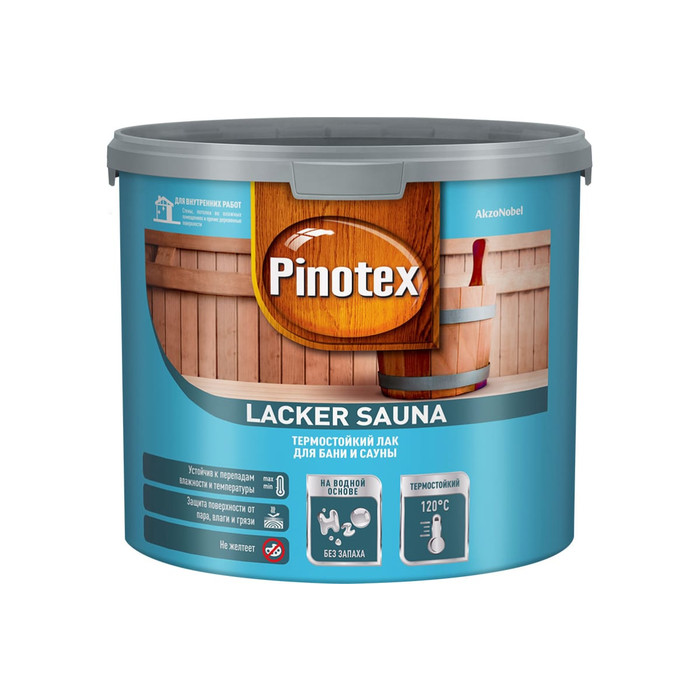 Термостойкий лак для бани и сауны PINOTEX LACKER SAUNA 20 (на водной основе;  для внутренних работ; полуматовый; 2.7 л) 5254108