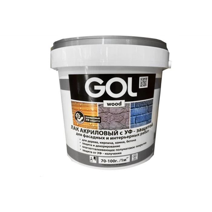 Морозостойкий акриловый лак с УФ-защитой Palizh GOL wood полуматовый 0,9 кг 11605643