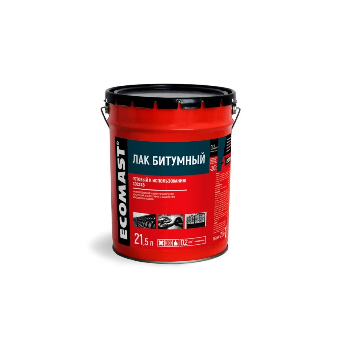 Битумный лак ECOMAST 21,5 л, металлическая упаковка 24639