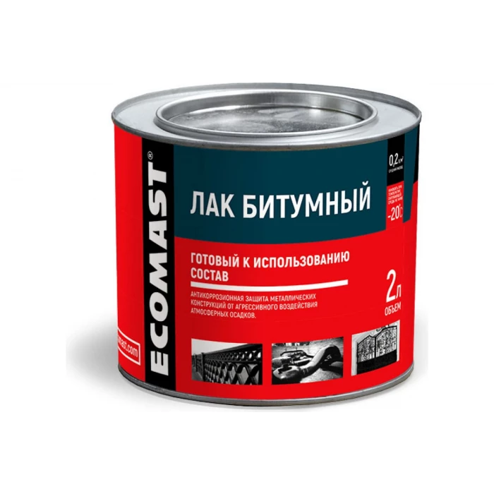 Битумный лак ECOMAST 2л, металлическая упаковка, 6шт 24595