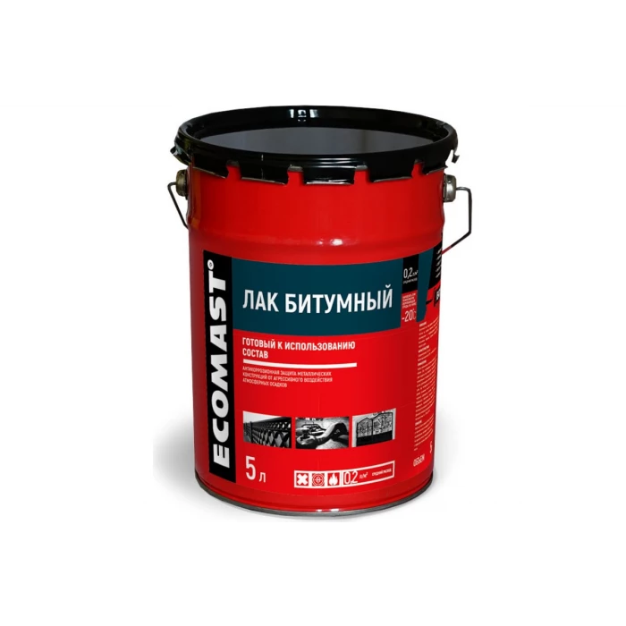 Битумный лак ECOMAST 5 л, металлическая упаковка 24605