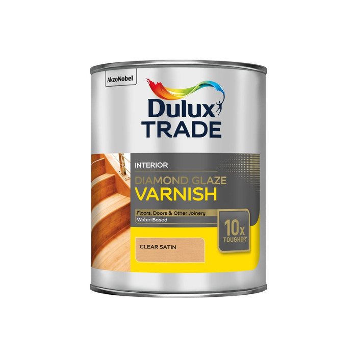 Однокомпонентный лак DULUX DIAMOND GLAZE на водной основе, суперпрочность, полуматовый 1 л 5083003