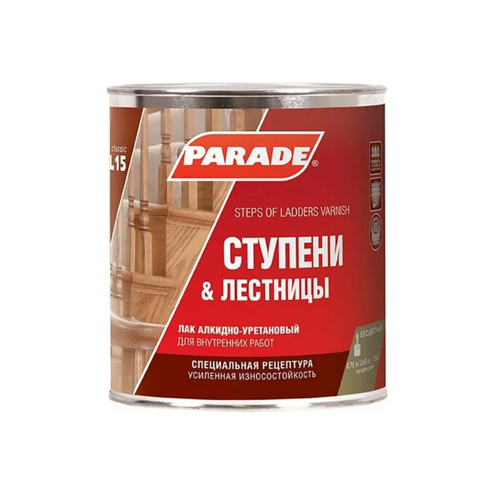 Лак алкидно-уретановый PARADE L15 Ступени & Лестницы п/мат 0,75 л Россия 90003467390