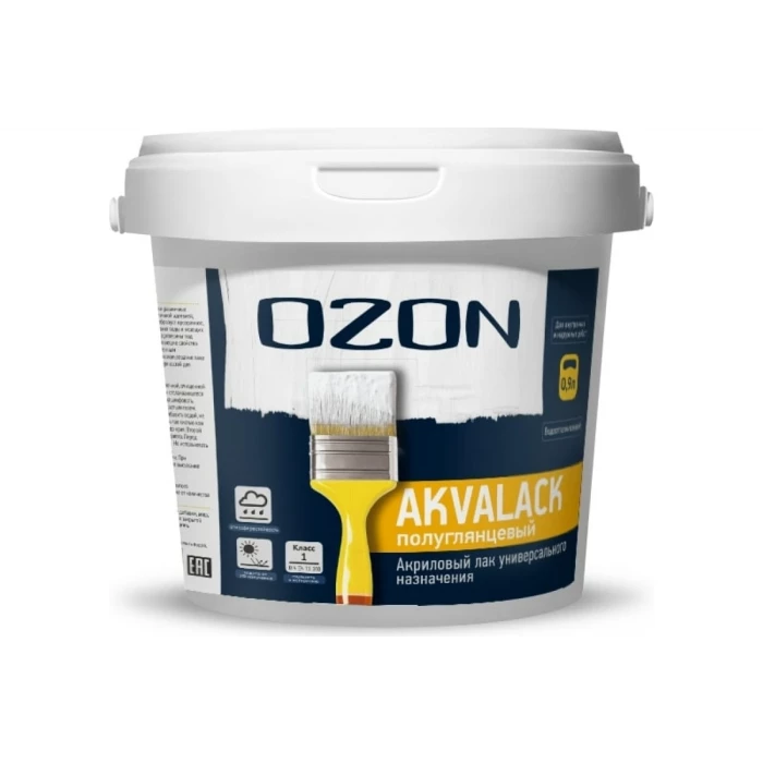 Универсальный акриловый лак OZON AKVALACK 0.9л/0.9кг АЛ-0,9