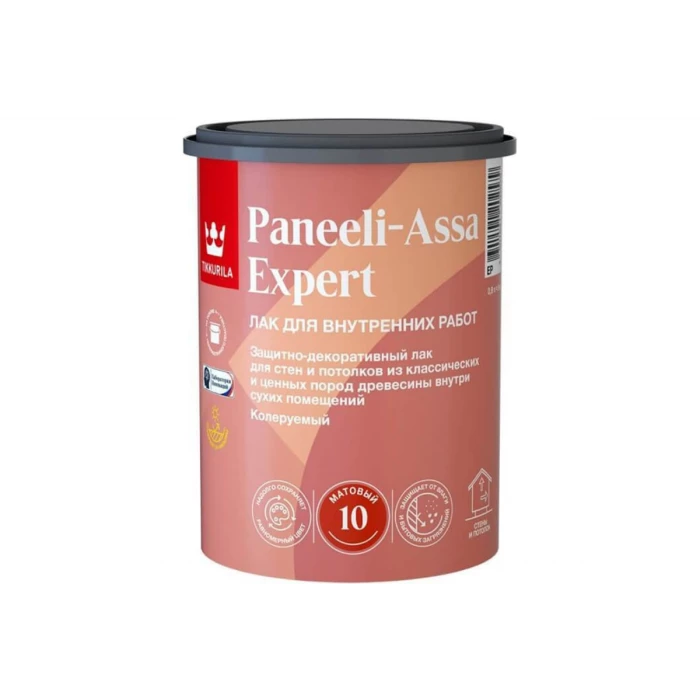 Лак для дерева Tikkurila paneeli-assa expert акрилатный, полуматовый, база EP, 0.9 л 253715