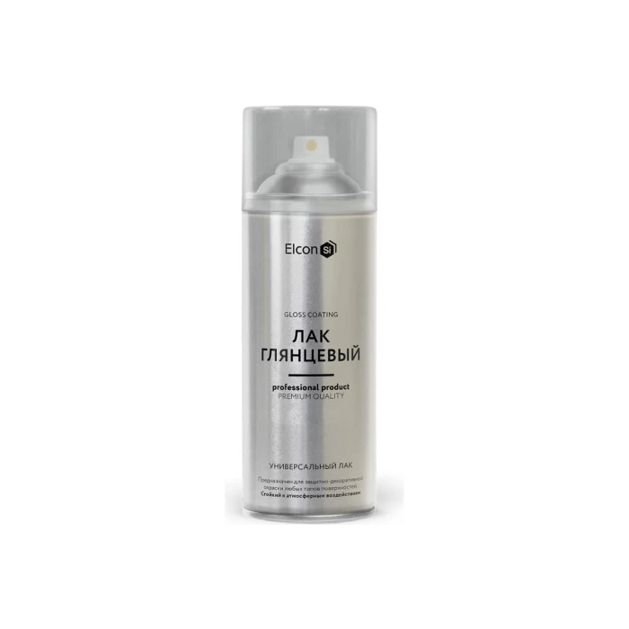 Универсальный строительный акриловый лак для металла, дерева, пластика Elcon быстросохнущий, водостойкий, износостойкий, бесцветный, глянцевый, аэрозоль, 520 мл 00-00462310