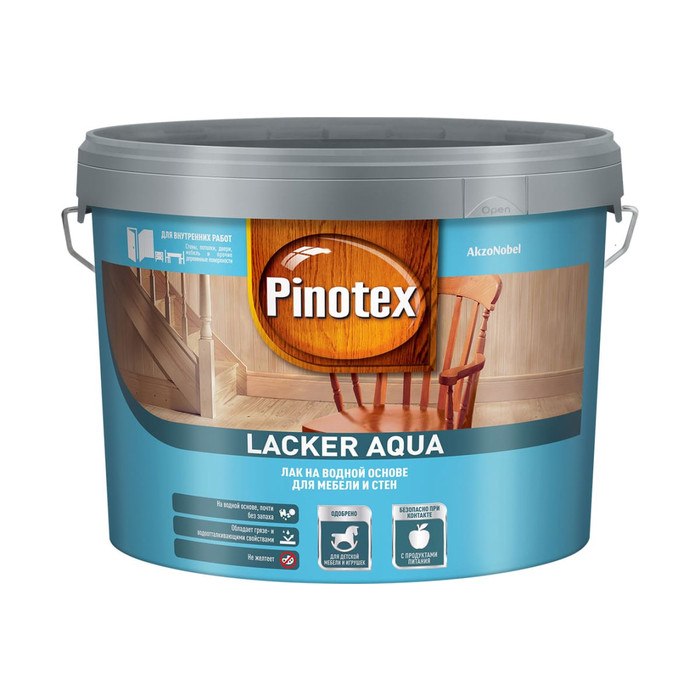 Лак для мебели и стен PINOTEX LACKER AQUA 10 (на водной основе; для внутренних работ; матовый; 9 л) 5299301