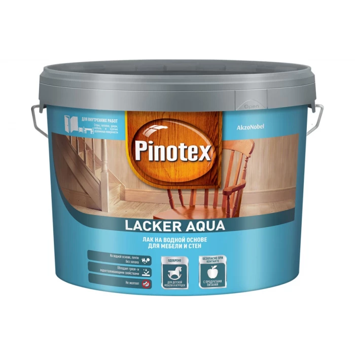 Лак для мебели и стен PINOTEX LACKER AQUA 10 (на водной основе; для внутренних работ; матовый; 9 л) 5299301