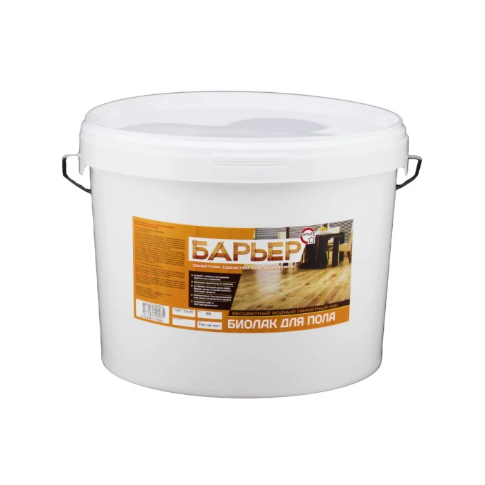 Паркетный лак БАРЬЕР БИОЛАК ДЛЯ ПОЛА полуглянец, ведро 10 кг 4665296515681
