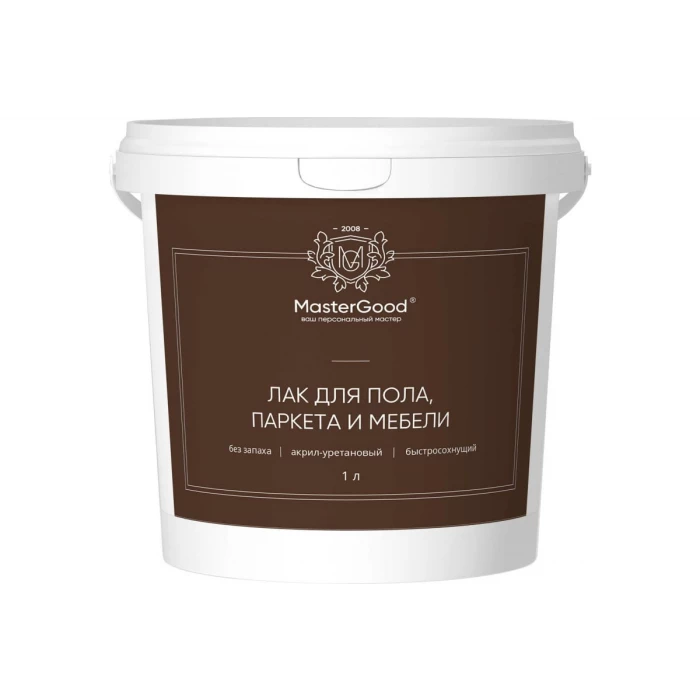 Лак для пола, паркета и мебели акрил-уретановый полуматовый MasterGood MG 1 л 