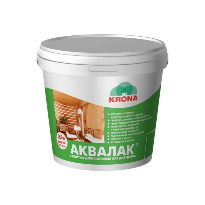 Защитно-декоративный лак для дерева KRONA Аквалак (махагон осенний; 0,9 л) 66361202