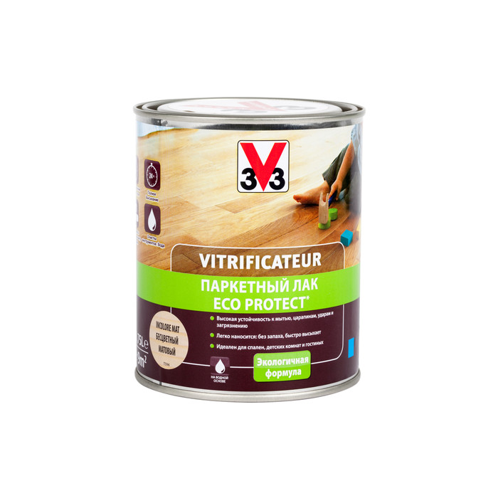 Полиуретановый акриловый паркетный лак V33 ECO PROTECT матовый 107848